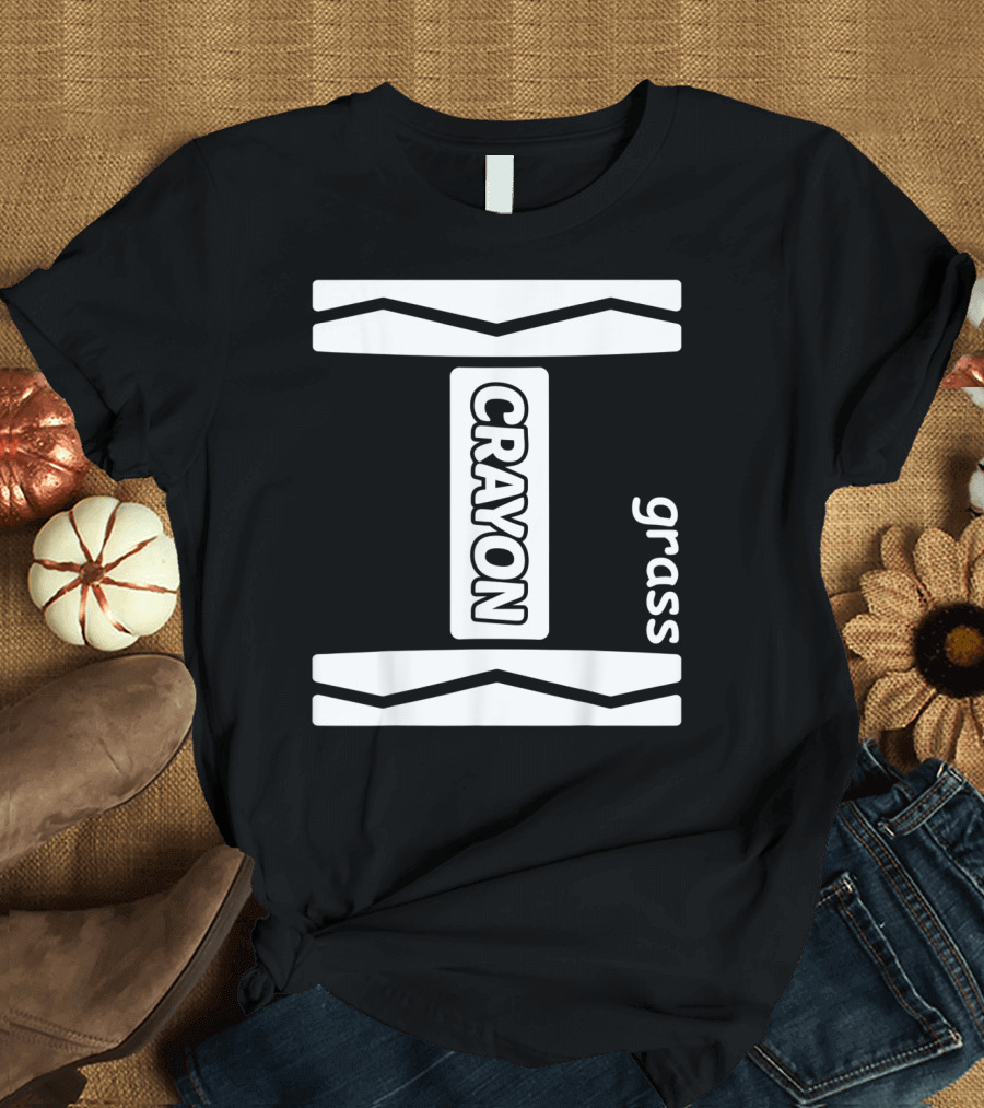 Grass Crayon Halloween Couple Friend Group Costume T-Shirt