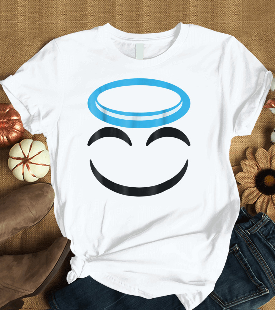 Halloween Emoji Angel Face Smiling with Halo T-Shirt