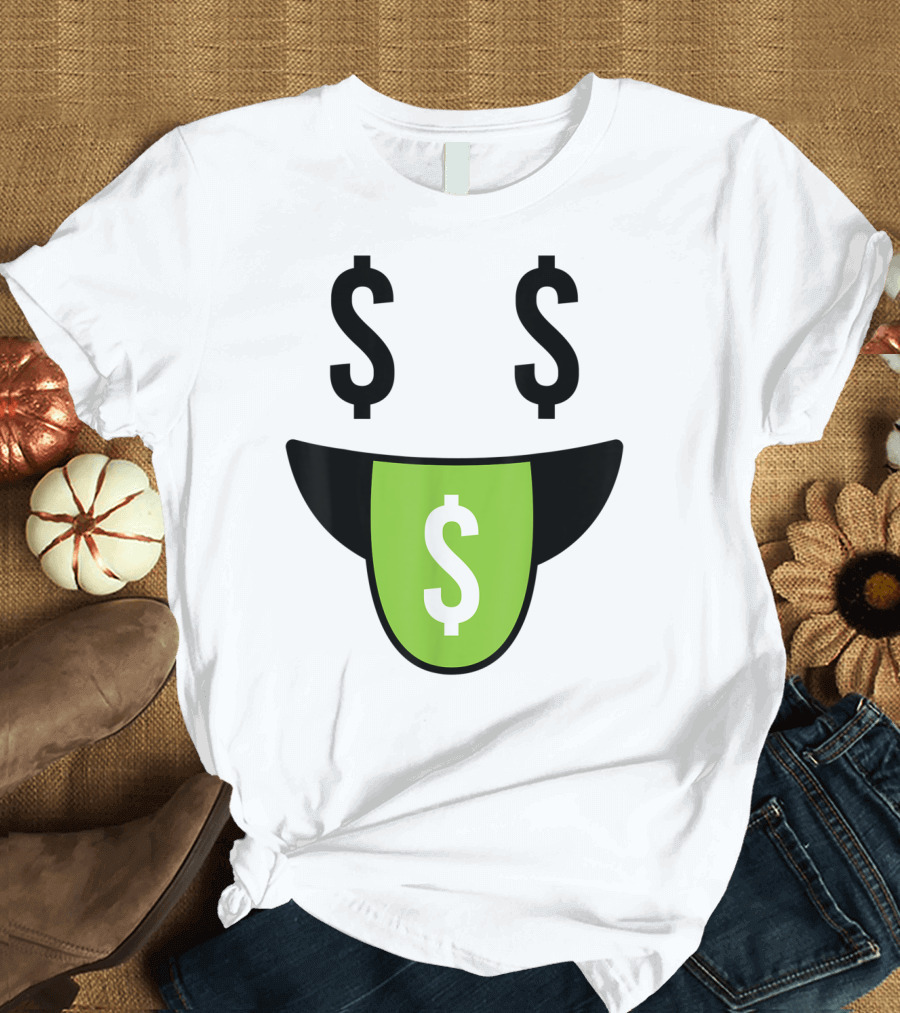 Halloween Money Face Emoji Costume Dollar Emoticon T-Shirt
