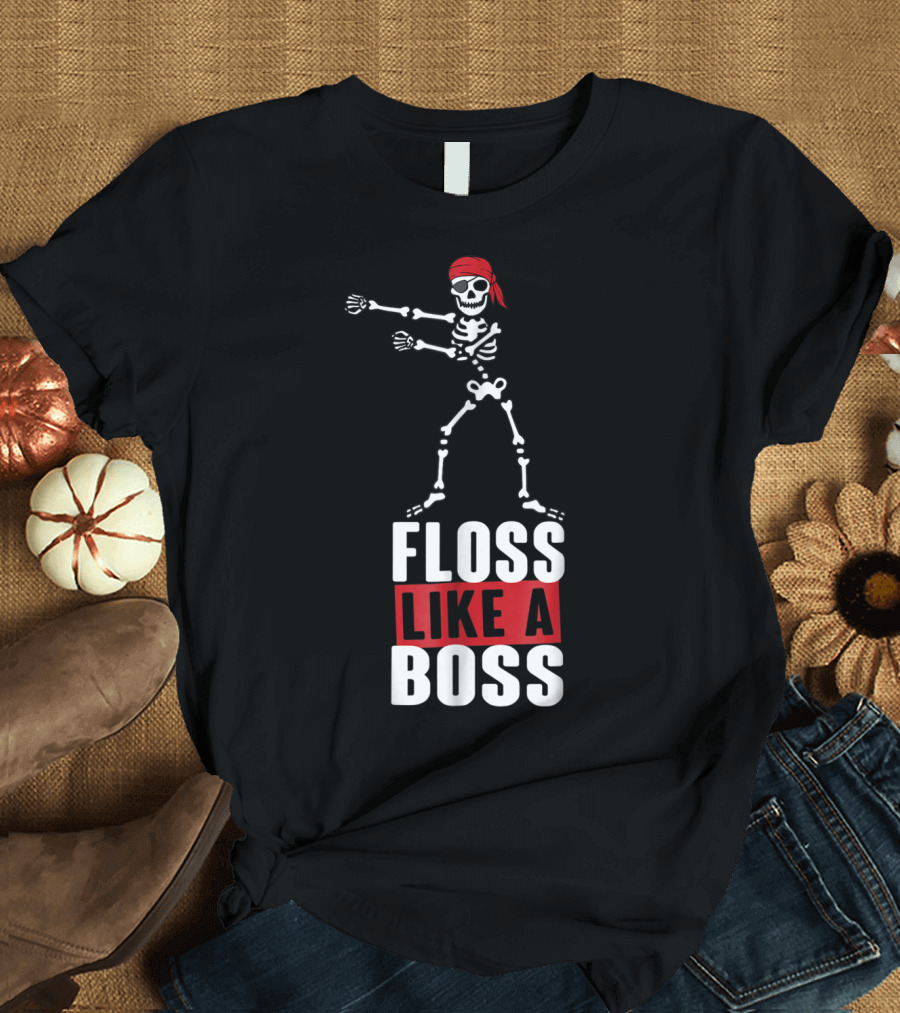Halloween Floss Like A Boss Skeleton Dancing T-Shirt