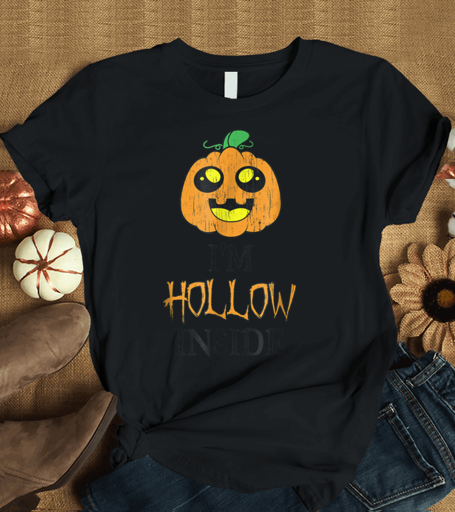 Halloween Funny Pumpkin I'm Hollow Inside with Smiling Jack-O'-Lantern Face T-Shirt