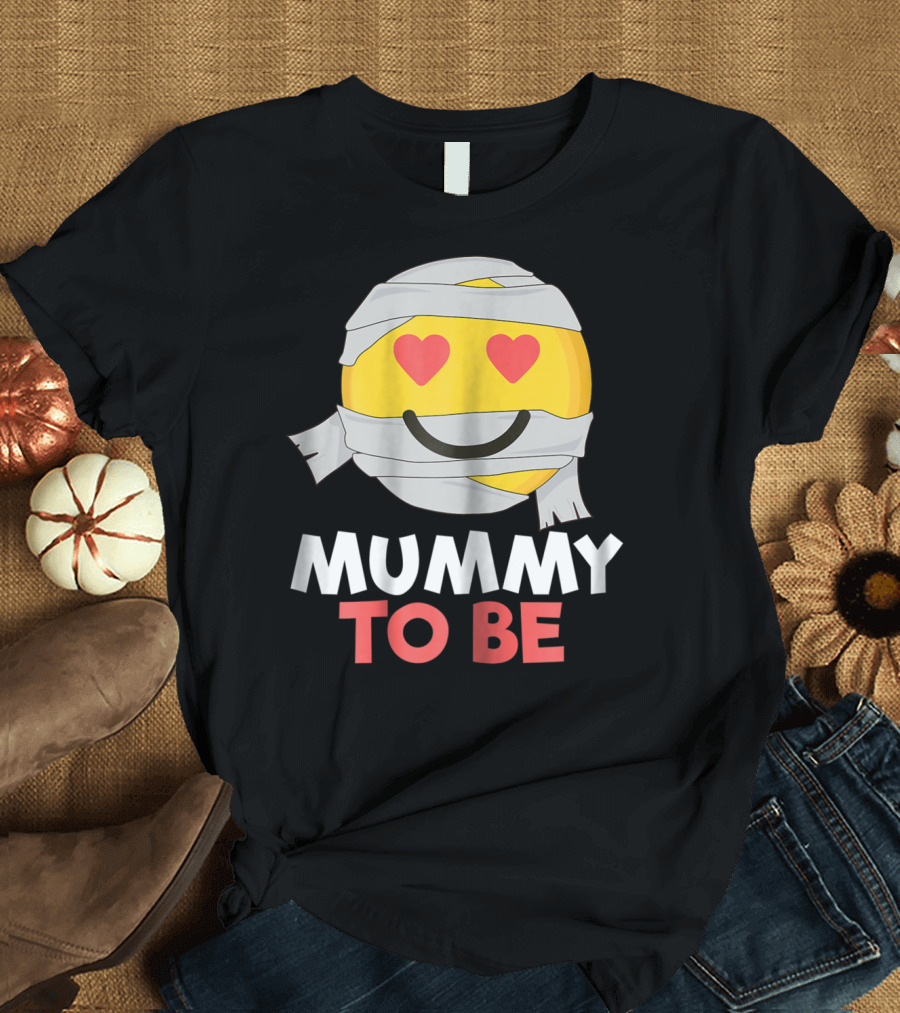Mummy Emoji Halloween Mummy To Be Pregnancy T-Shirt