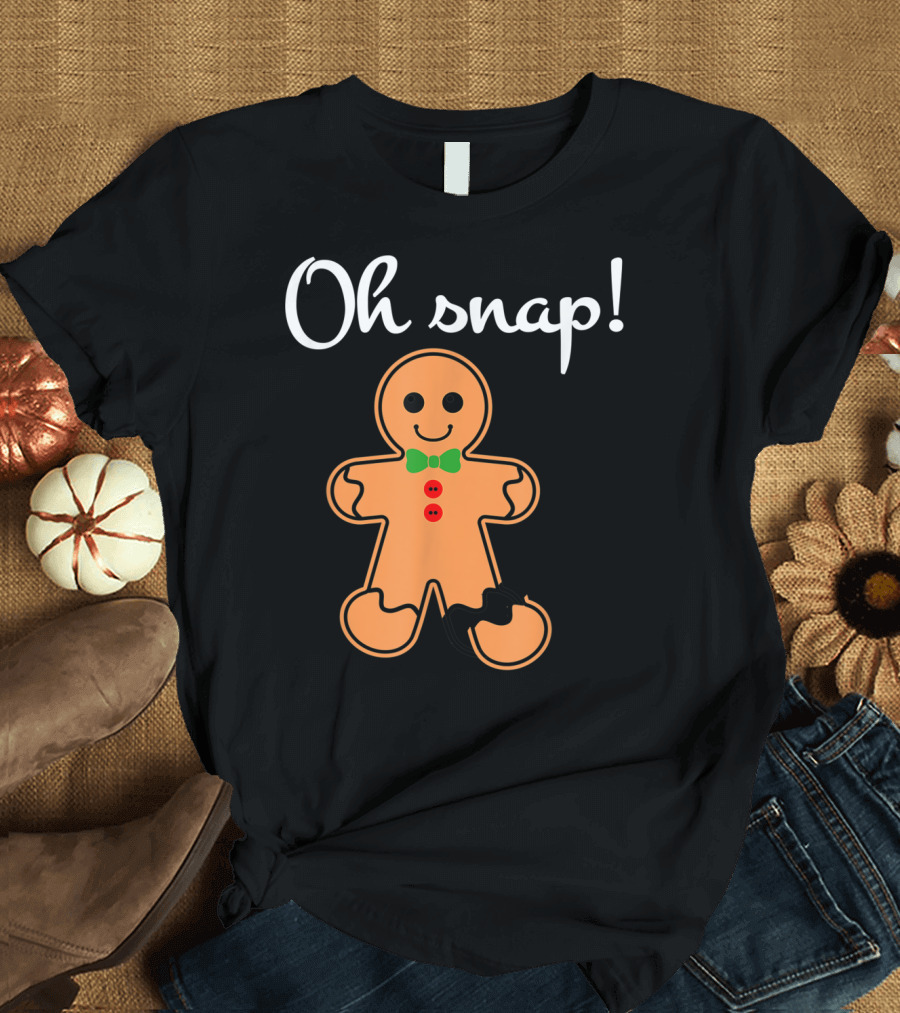 Oh Snap Broken Leg Gingerbread Man Halloween T-Shirt