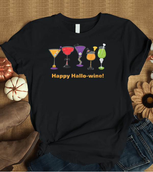 T-Shirt: Happy Hallowine Halloween Cocktails Monsters T-Shirt Happy Hallowine Halloween Cocktails Monsters T-Shirt