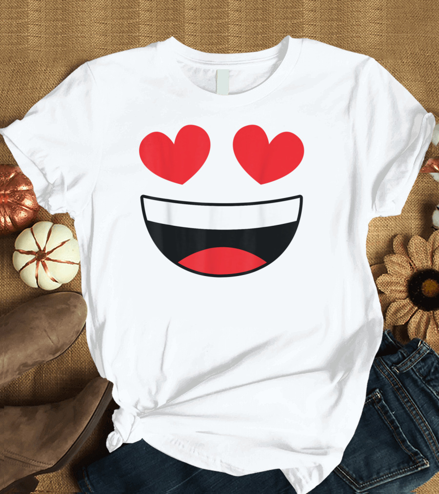 Heart Eyes Emojis Halloween Smiling Face Emoticon T-Shirt