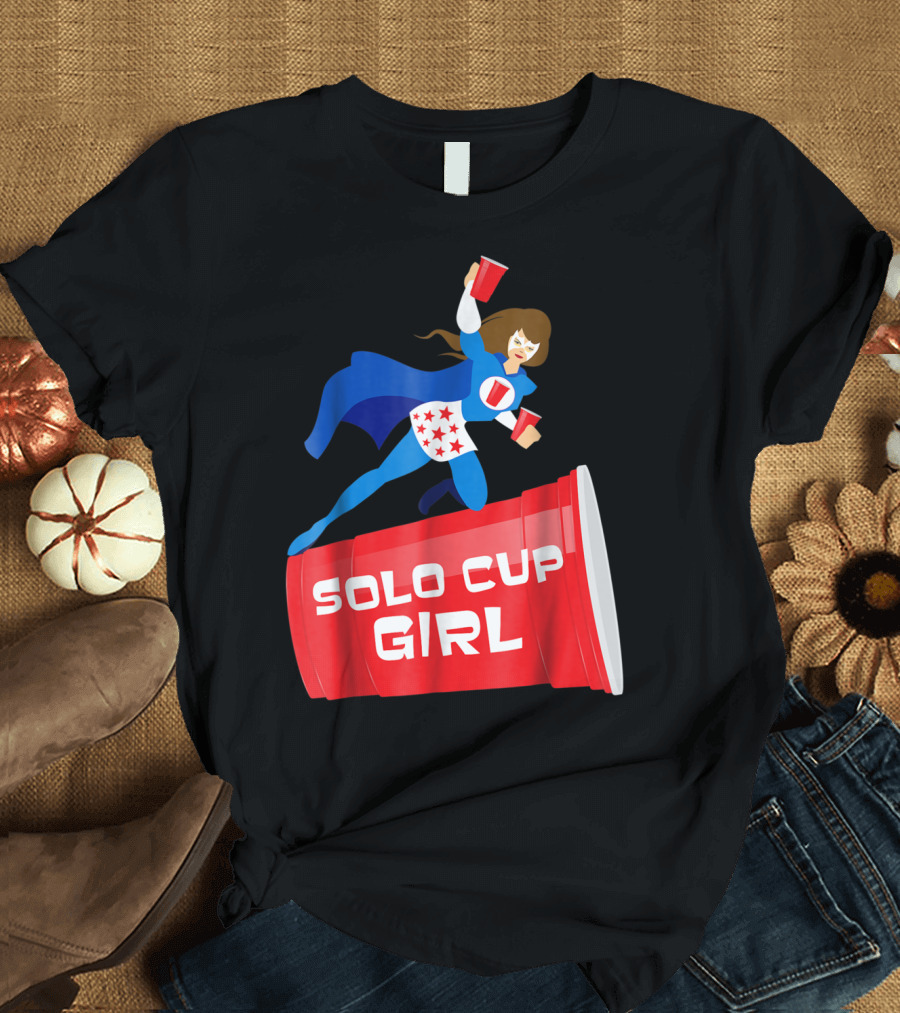 Halloween Costume Solo Cup Girl Super Hero T-Shirt