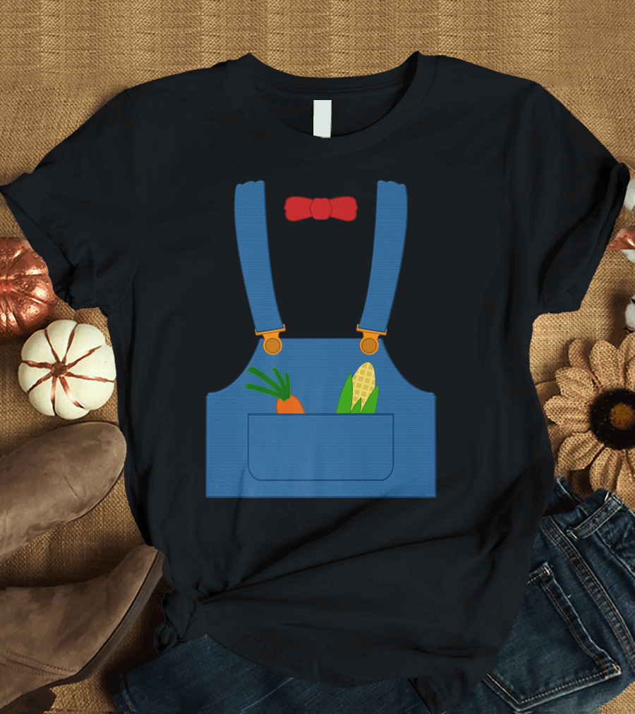 Carrot Corn Farmer Halloween Overall with Red Bow Tie T-Shirt