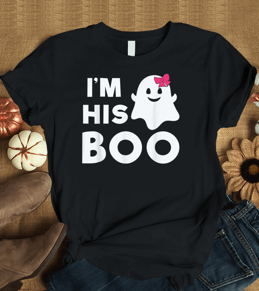 I'm His Boo Halloween Ghost Couples Shirt with Cute Bow on Ghost T-Shirt