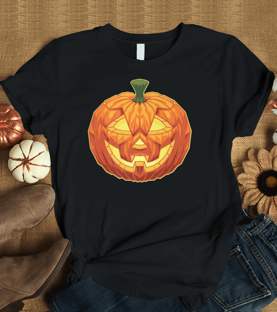 Jacko'lantern Geometric Halloween Pumpkin Face T-Shirt