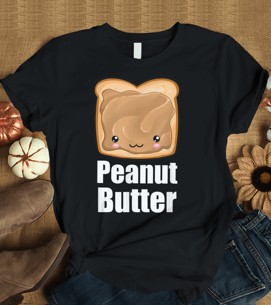 Kawaii Peanut Butter Toast Cute Face T-Shirt