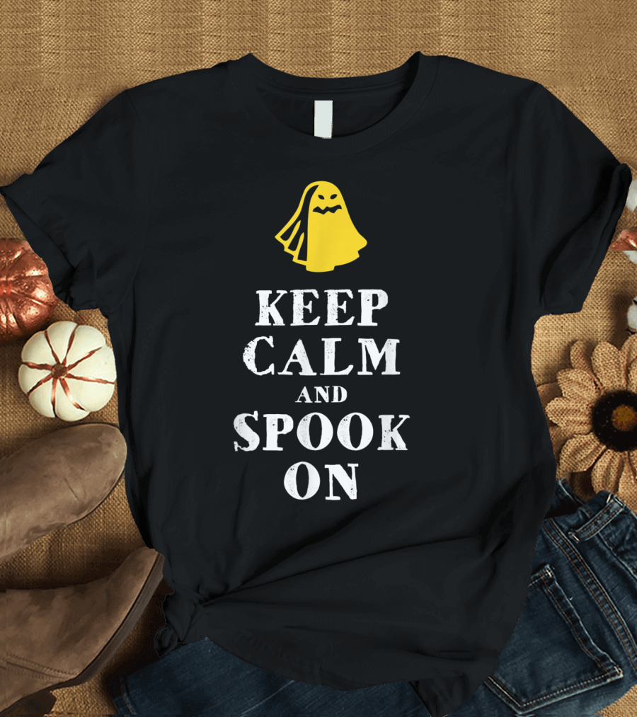 Keep Calm And Spook On Yellow Ghost T-Shirt