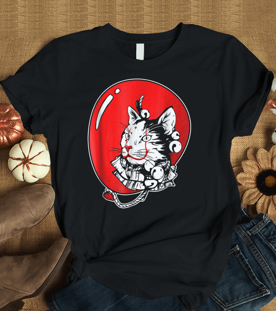 Kitten Clown Balloon Face with Bells T-Shirt