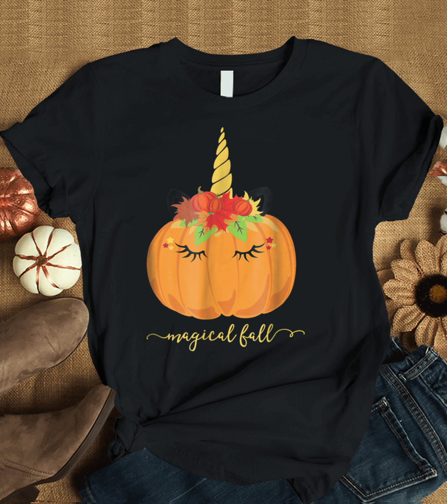 Magical Fall Pumpkin Unicorn T-Shirt