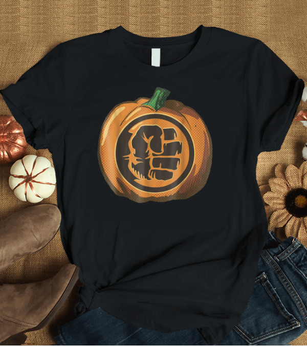 T-Shirt: Marvel Avengers Hulk Smash Fist Halloween Pumpkin Jack-O'-Lantern T-Shirt Marvel Avengers Hulk Smash Fist Halloween Pumpkin Jack-O'-Lantern T-Shirt