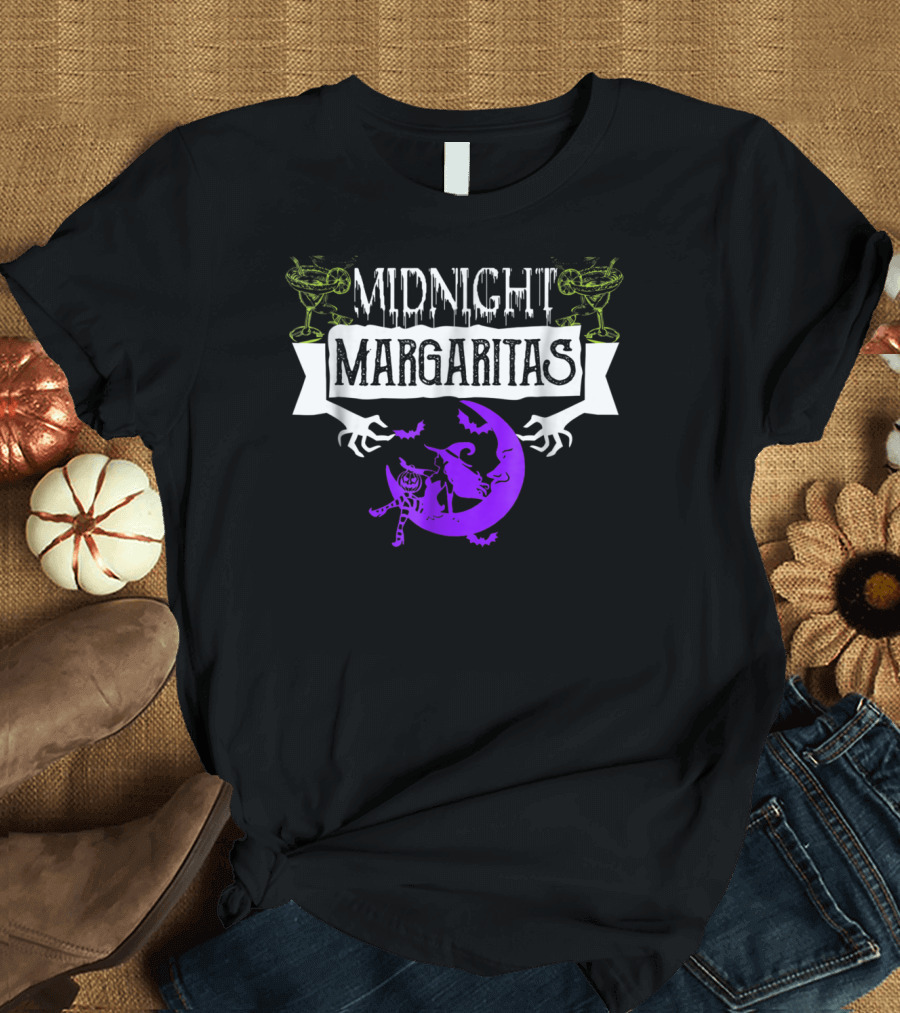 Midnight Margaritas Witch Moon Party with Green Cocktail Glasses T-Shirt