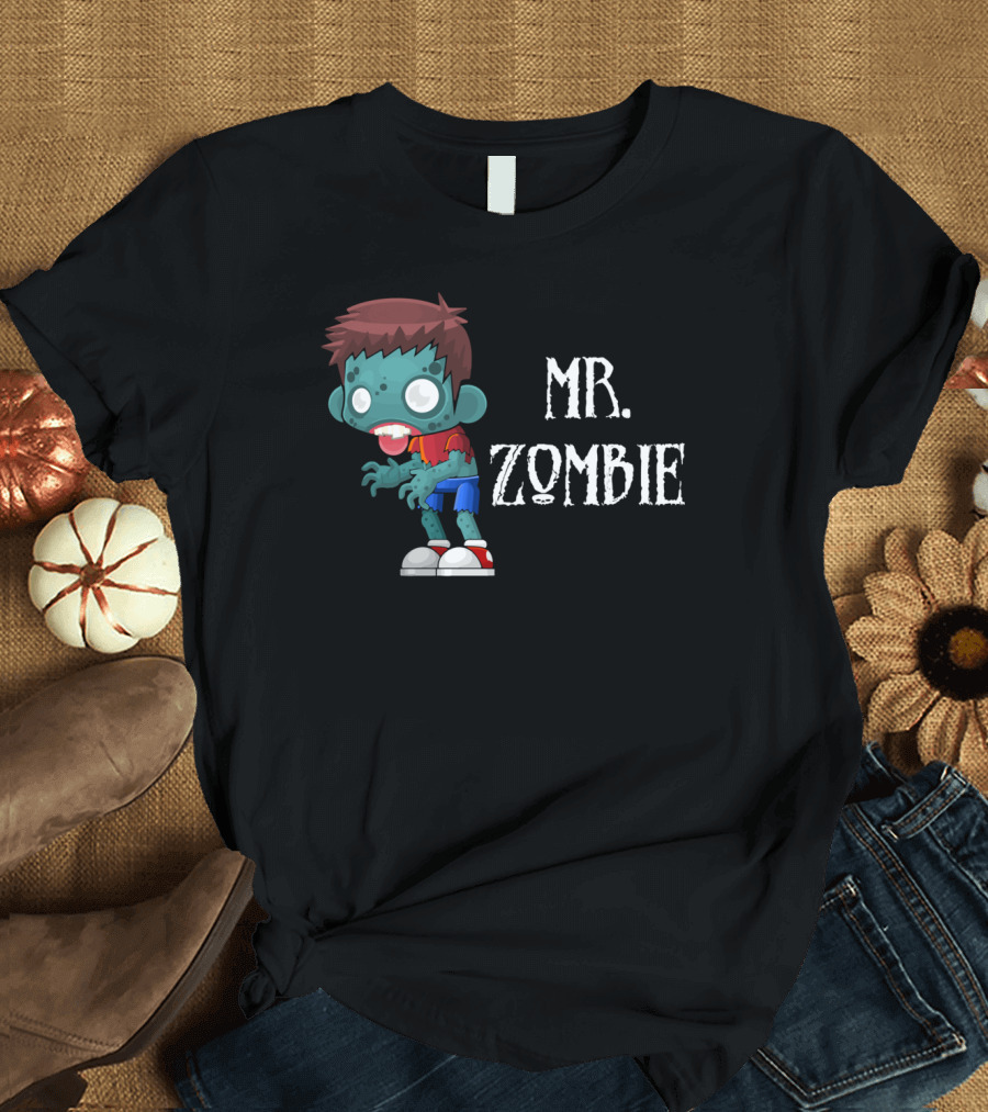 Mr Zombie Halloween Couples Mr And Mrs Monster T-Shirt