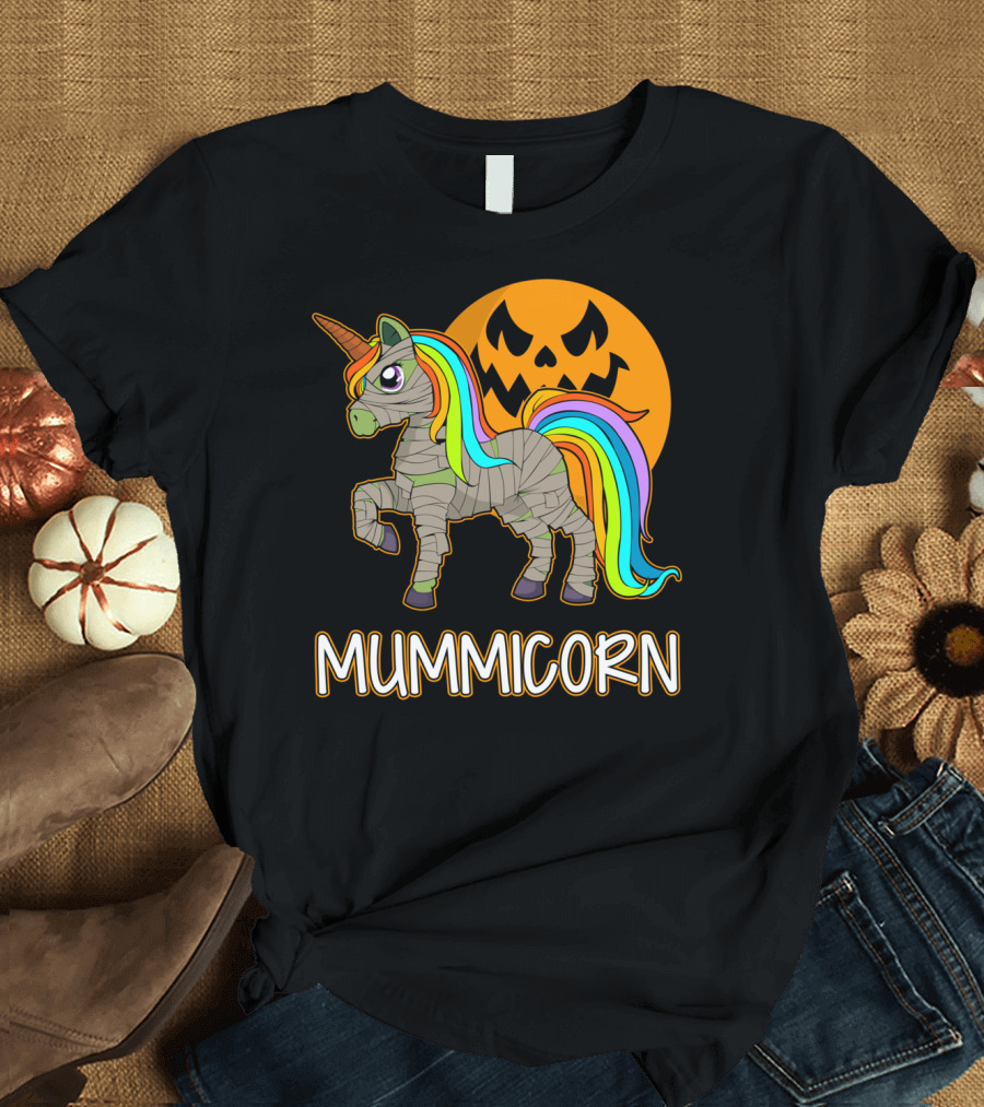 Mummicorn Cute Unicorn Mummy Halloween Pumpkin T-Shirt