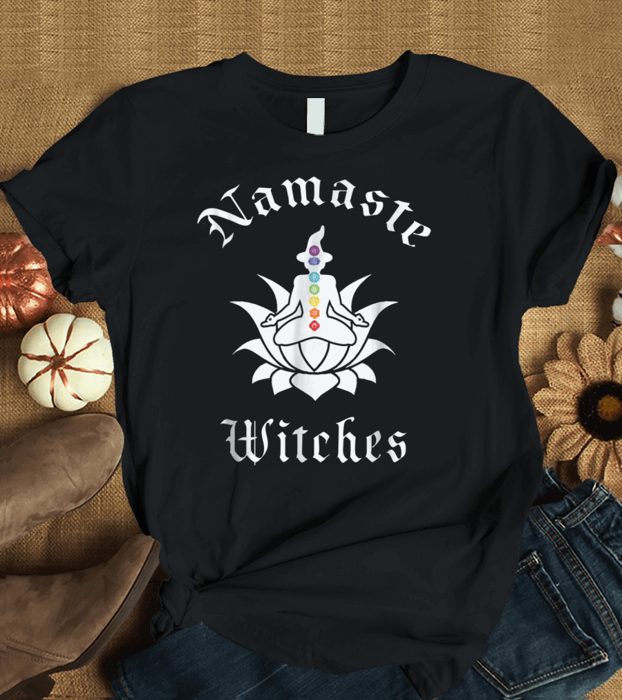 Namaste Witches Yoga Chakras Lotus Meditation T-Shirt