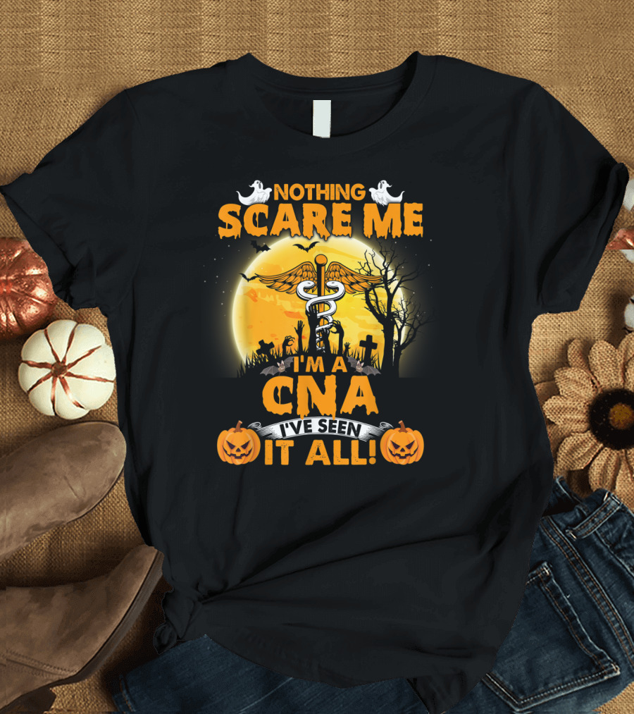 Nothing Scare Me I'm a CNA I've Seen It All Halloween Pumpkin Graveyard T-Shirt