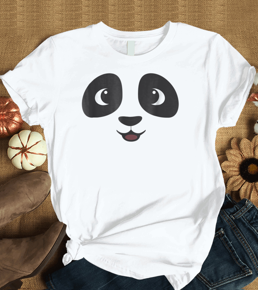 Panda Face Cute Halloween Costume Trick Treat Adorable Eyes T-Shirt