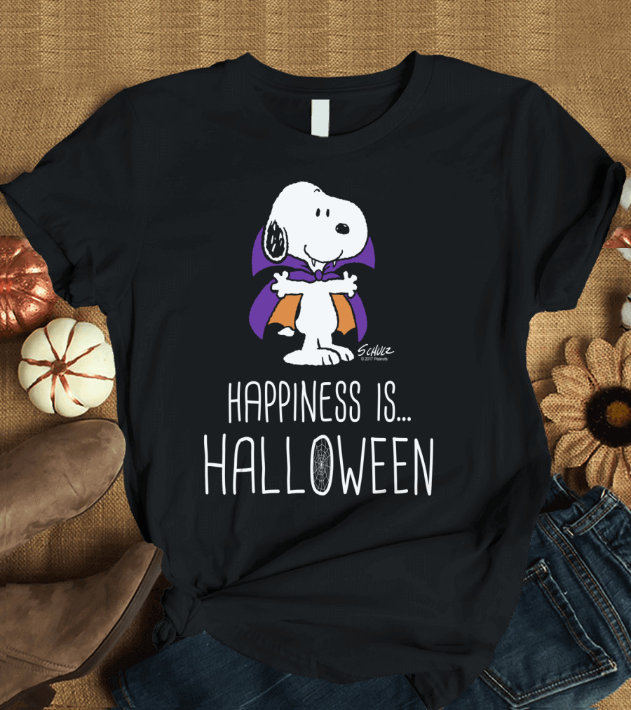 Peanuts Happiness Is Halloween Snoopy Vampire Cape T-Shirt