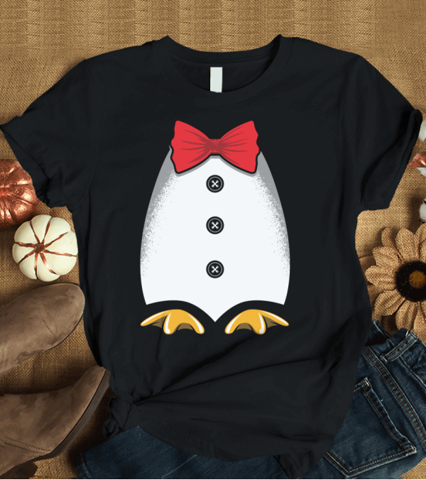 T-Shirt: Penguin Tuxedo Red Bow Tie Yellow Feet Black Buttons T-Shirt Penguin Tuxedo Red Bow Tie Yellow Feet Black Buttons T-Shirt
