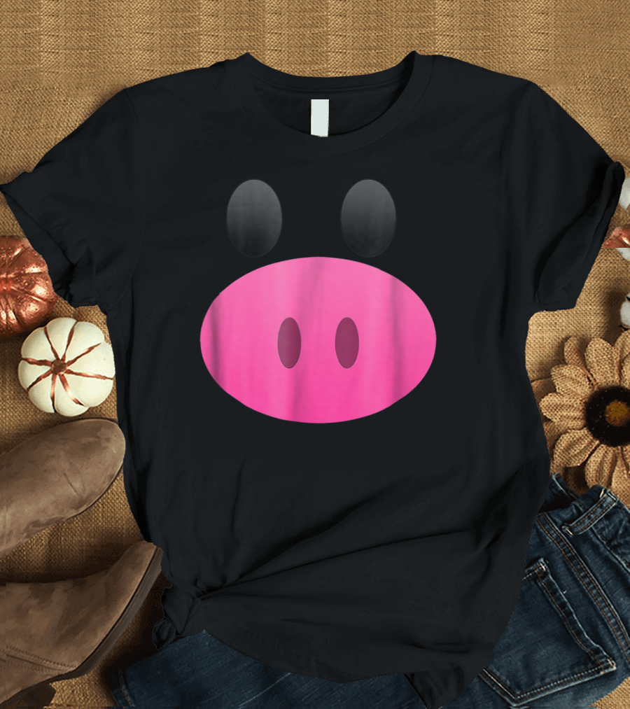 Pig Face Emoji Cute Funny Easy Swine Black Pink T-Shirt
