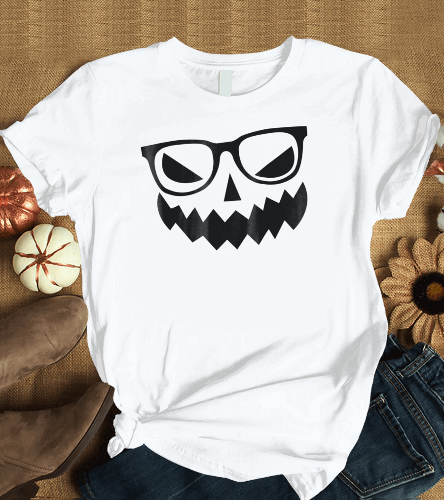 Pumpkin Nerd with Glasses Halloween T-Shirt
