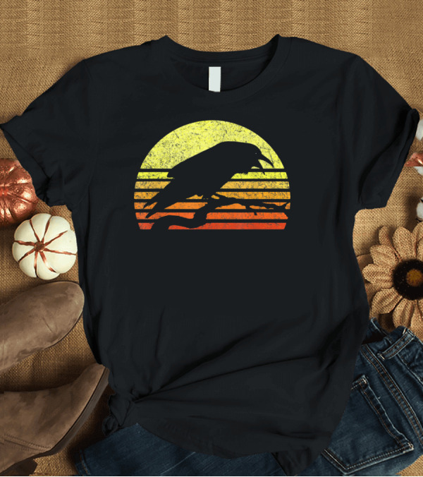 T-Shirt: Raven Gothic Crow Norse Pagan Viking Sunset T-Shirt Raven Gothic Crow Norse Pagan Viking Sunset T-Shirt