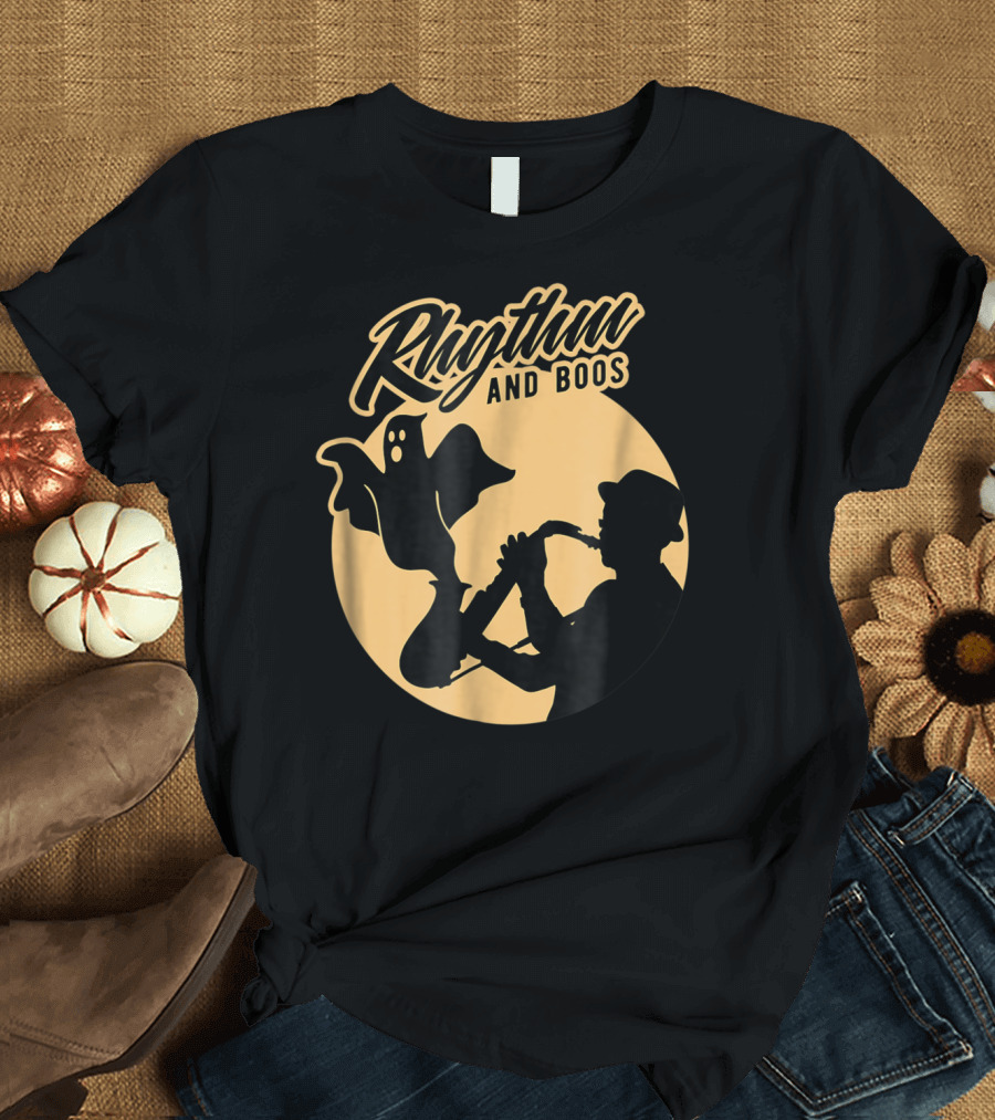 Rhythm And Boos Music Halloween Ghost Saxophone T-Shirt