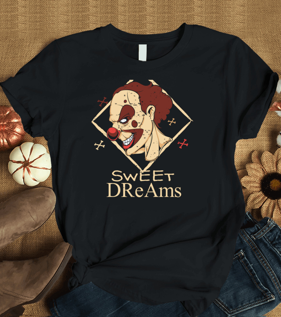 Scary Clown Sweet Dreams Creepy Face Horror T-Shirt