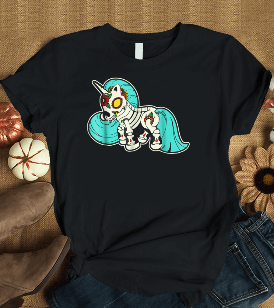 Sugar Skull Unicorn Dia De Los Muertos Mexican T-Shirt