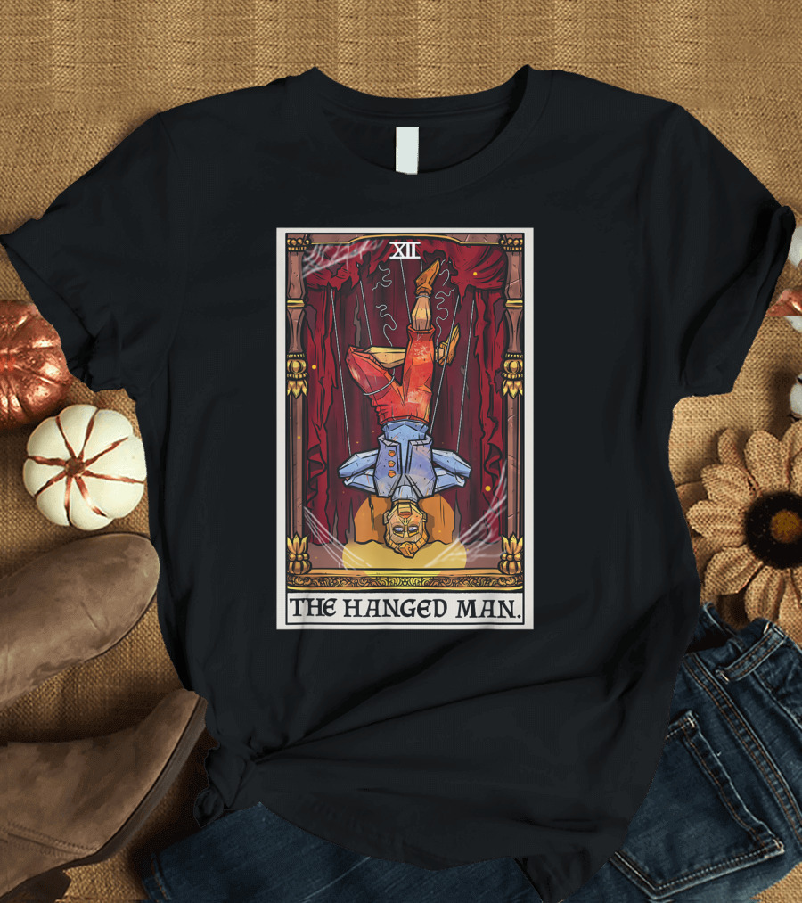 XII The Hanged Man Tarot Card with Upside Down Puppet on Stage T-Shirt