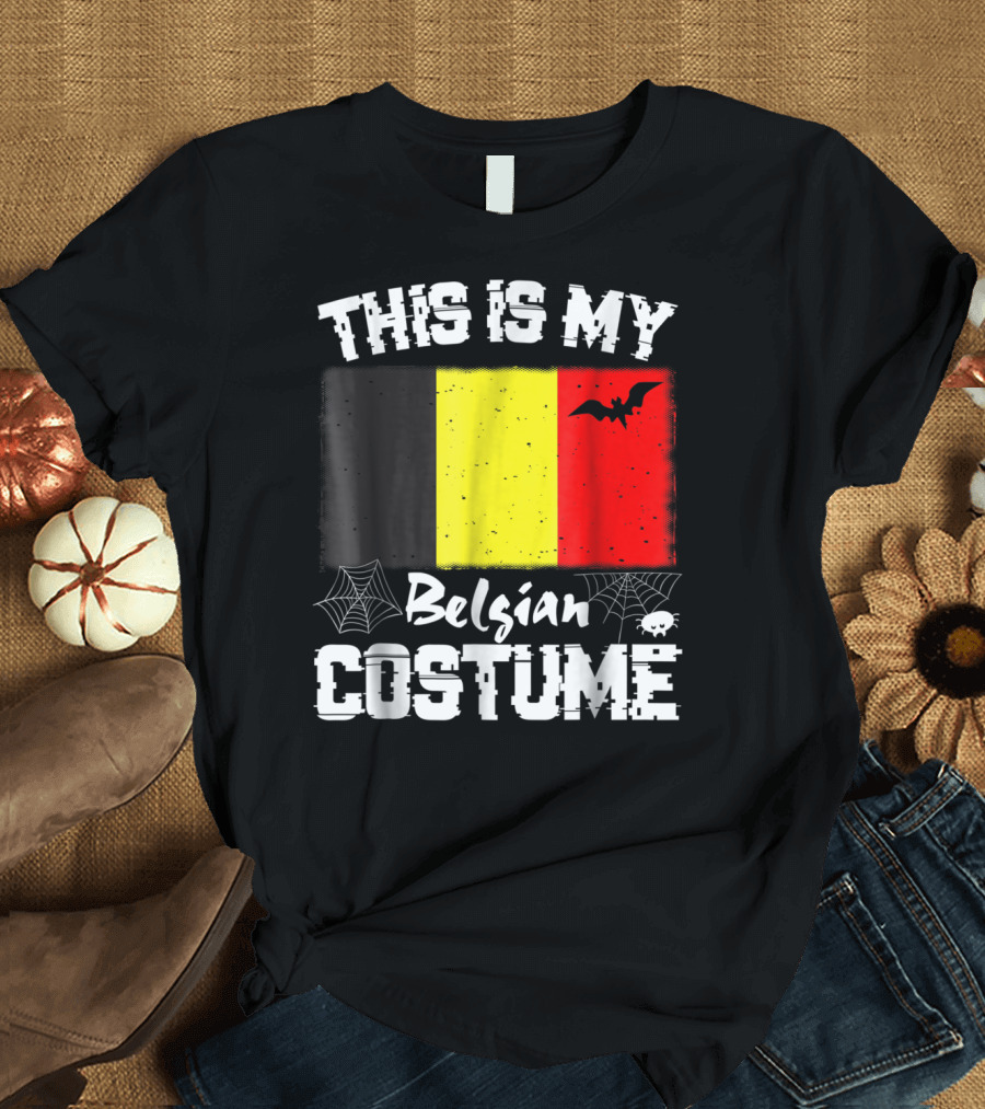 This Is My Belgian Costume Halloween Belgium Flag and Bat T-Shirt