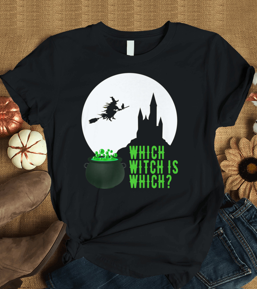 Which Witch Is Which Midnight Flight Cauldron and Castle T-Shirt
