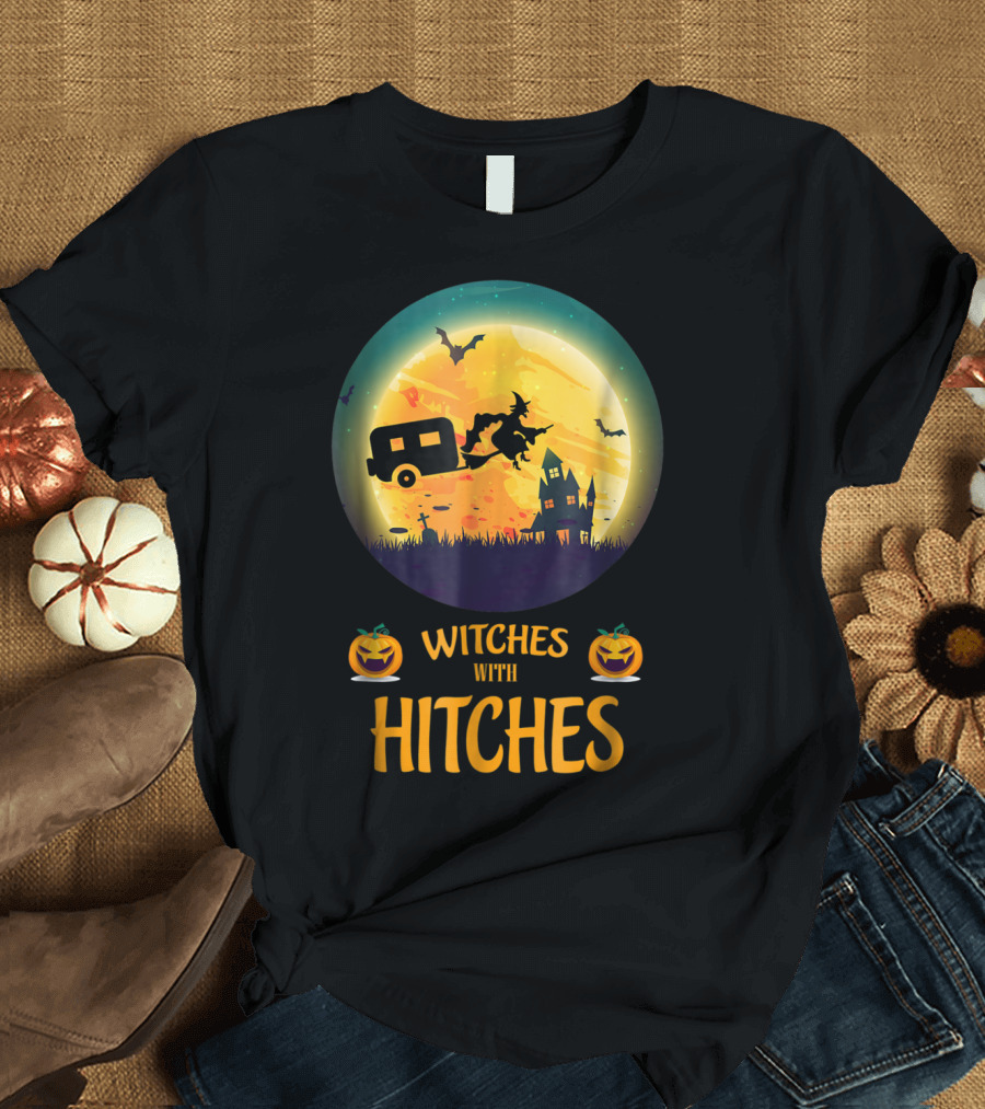 Witches With Hitches Full Moon Camper Halloween Scene T-Shirt