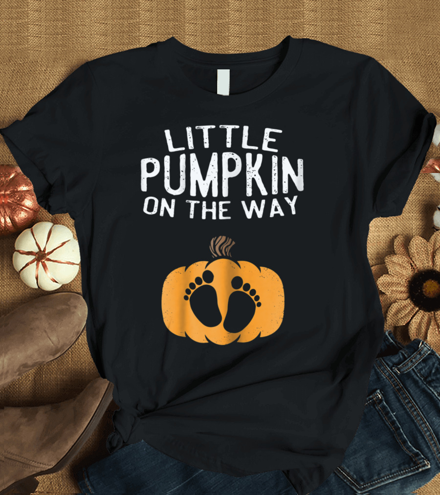 Little Pumpkin on the Way Baby Feet Pumpkin T-Shirt