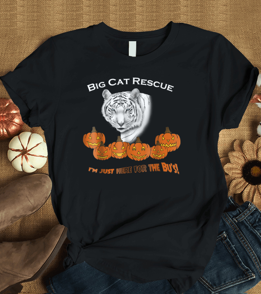 Big Cat Rescue White Tiger Halloween I'm Just Here for the Boos T-Shirt