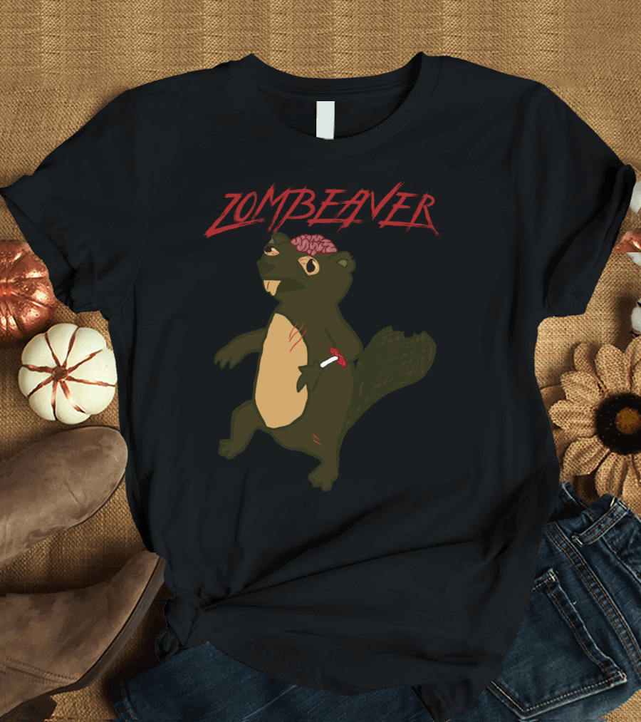 Zombified Beaver with Exposed Brain and Bandaged Limb Zombeaver T-Shirt
