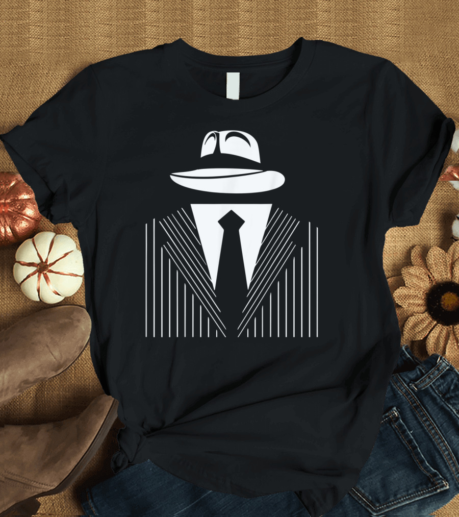 Zoot Suit Gangster Pinstripe Fedora T-Shirt