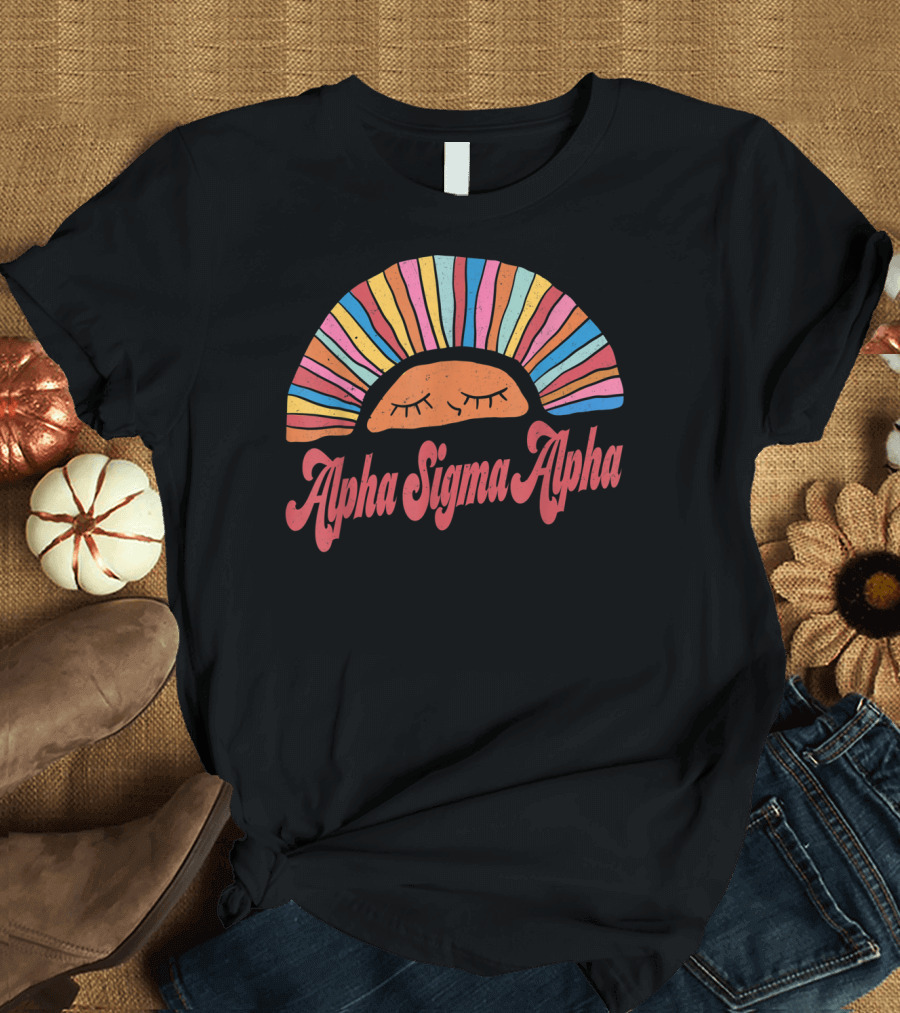 Alpha Sigma Alpha Sunset Colorful Face Greek T-Shirt