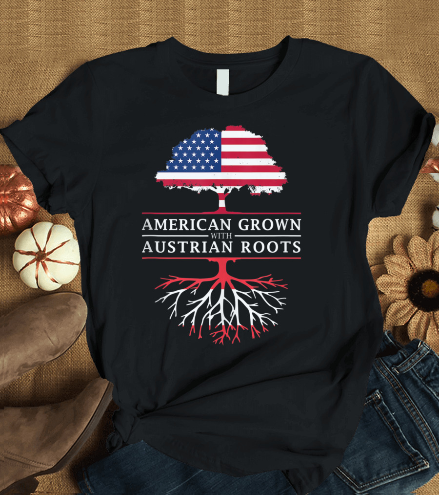 American Grown With Austrian Roots Flag Tree T-Shirt