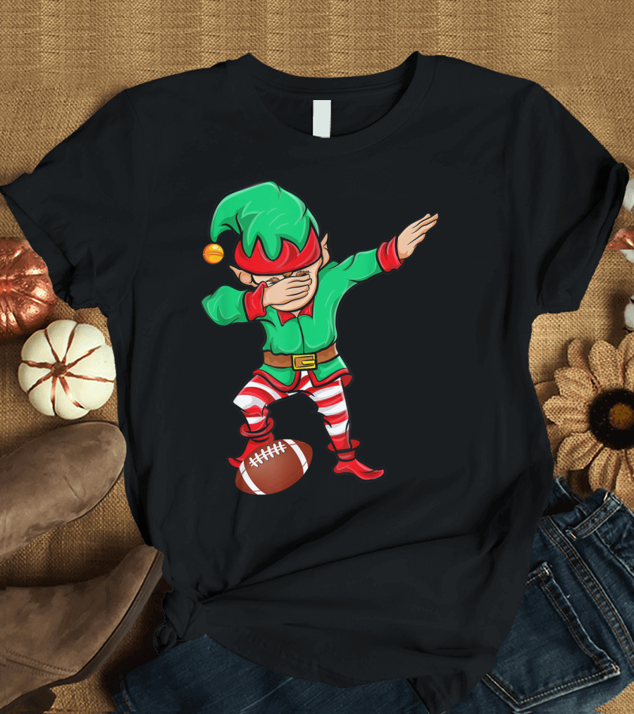 Dab Elf with American Football Christmas T-Shirt