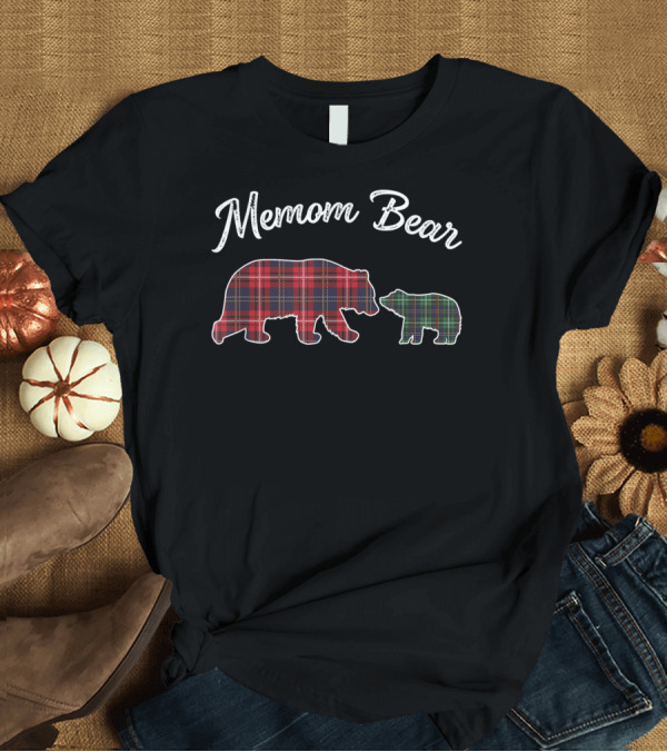 T-Shirt: Memom Bear Red Plaid Mother and Baby Bear T-Shirt Memom Bear Red Plaid Mother and Baby Bear T-Shirt