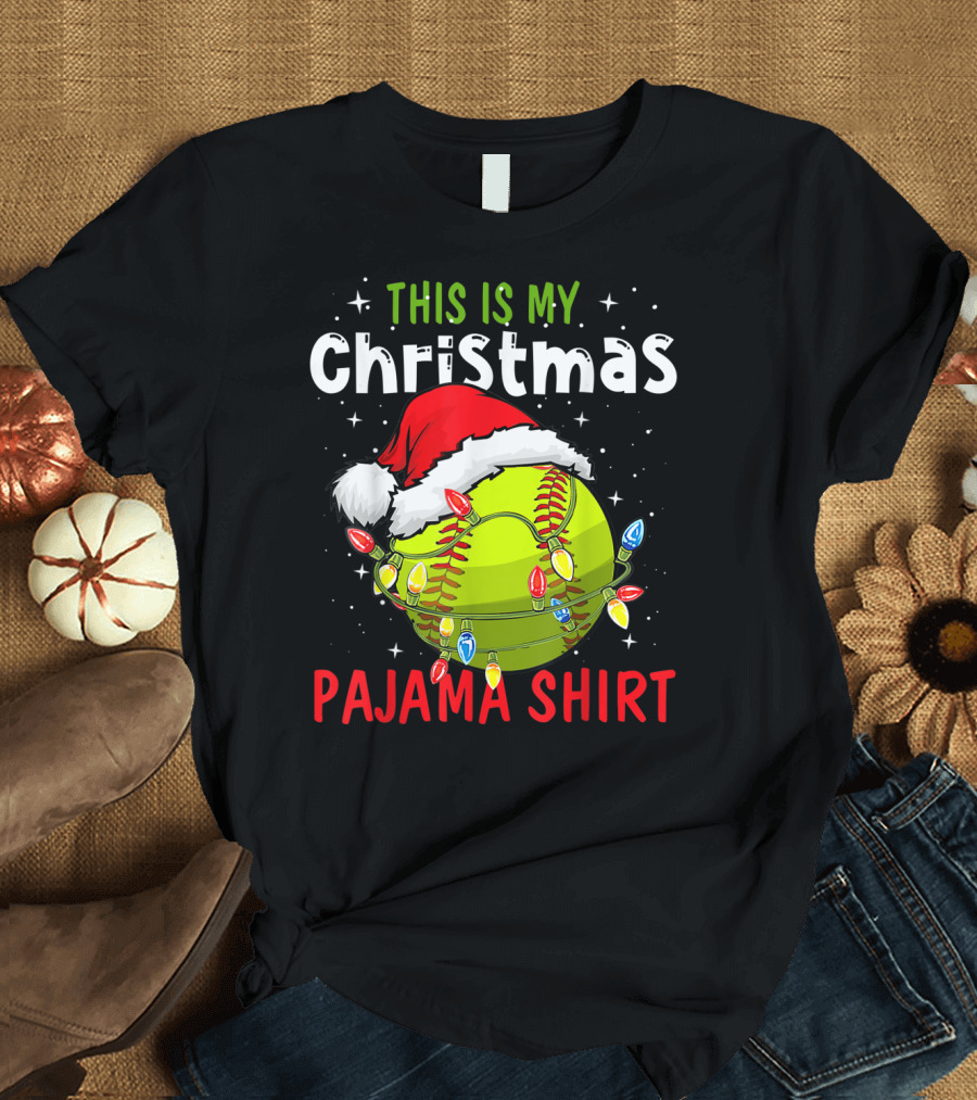 This Is My Christmas Pajama Shirt Baseball Softball T-Shirt