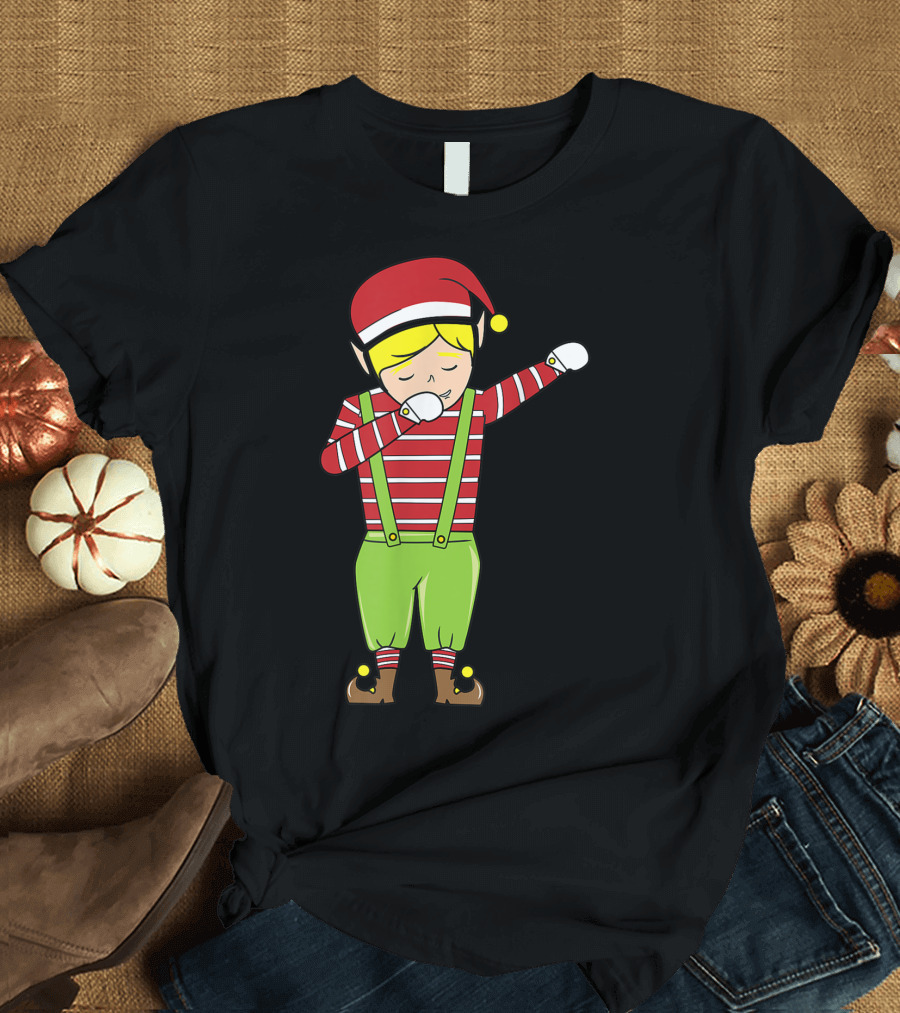 Funny Christmas Elf Dabbing Santa's Holiday Spirit T-Shirt