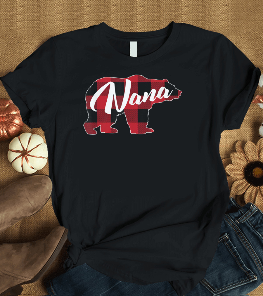 Nana Bear Red Plaid Buffalo Funny T-Shirt