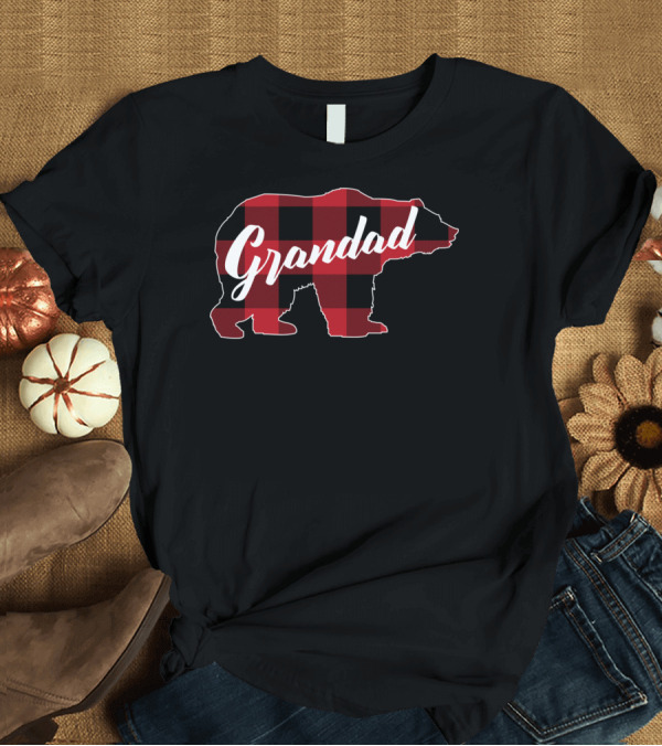 T-Shirt: Grandad Red Plaid Buffalo Bear T-Shirt Grandad Red Plaid Buffalo Bear T-Shirt