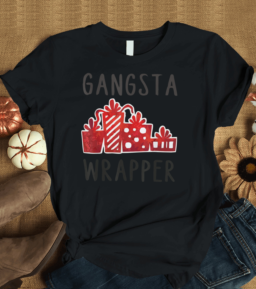 Gangsta Wrapper Christmas Gifts Red and Black T-Shirt