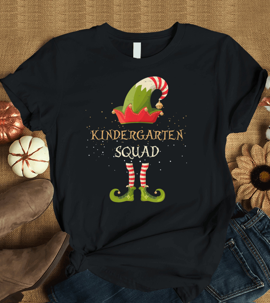 Kindergarten Squad Xmas Elf Teacher Christmas T-Shirt